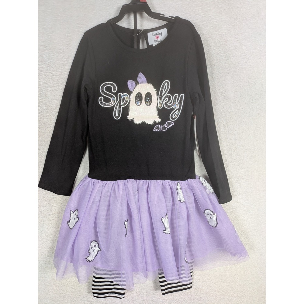 NEW Counting Daisies 2 Piece Set Girl's M 7/8 Black Ghost Tulle Skirt
